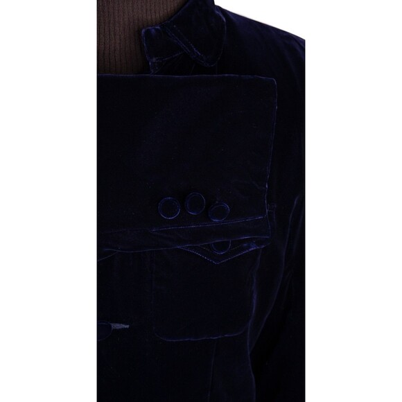 Shanghai Tang Men's Casual Shirt Jacket Coat Size 38 Blue Velvet Four Button EUC - Picture 7 of 14